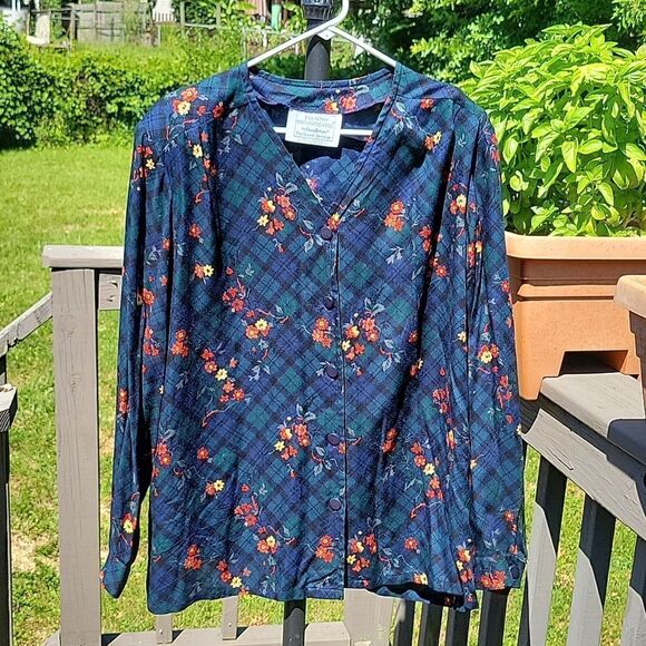 Pendleton Country Sophisticates floral plaid button-up size 18W - Picture 1 of 6